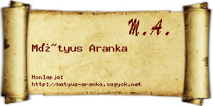 Mátyus Aranka névjegykártya